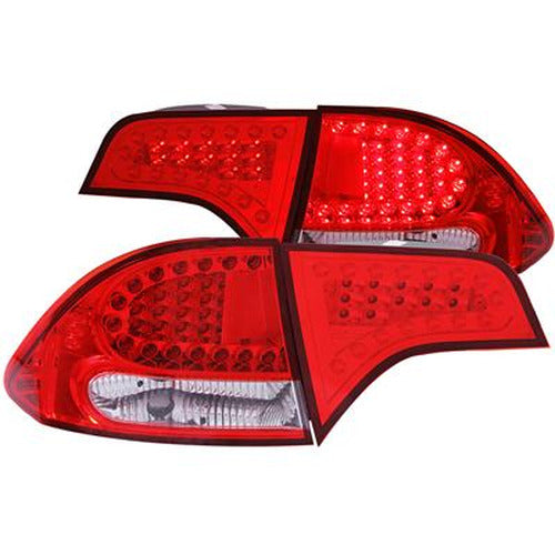 0611 CIVIC 4DR LED TAIL LIGHTS RED/CLEAR
