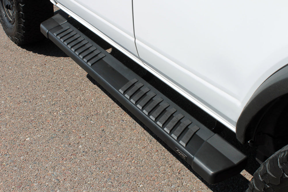 21C BRONCO 4DOOR 6 IN OEM STYLE SLIDE TRACK RUNNING BOARDS BLACK TEXTURED ALUMINUM