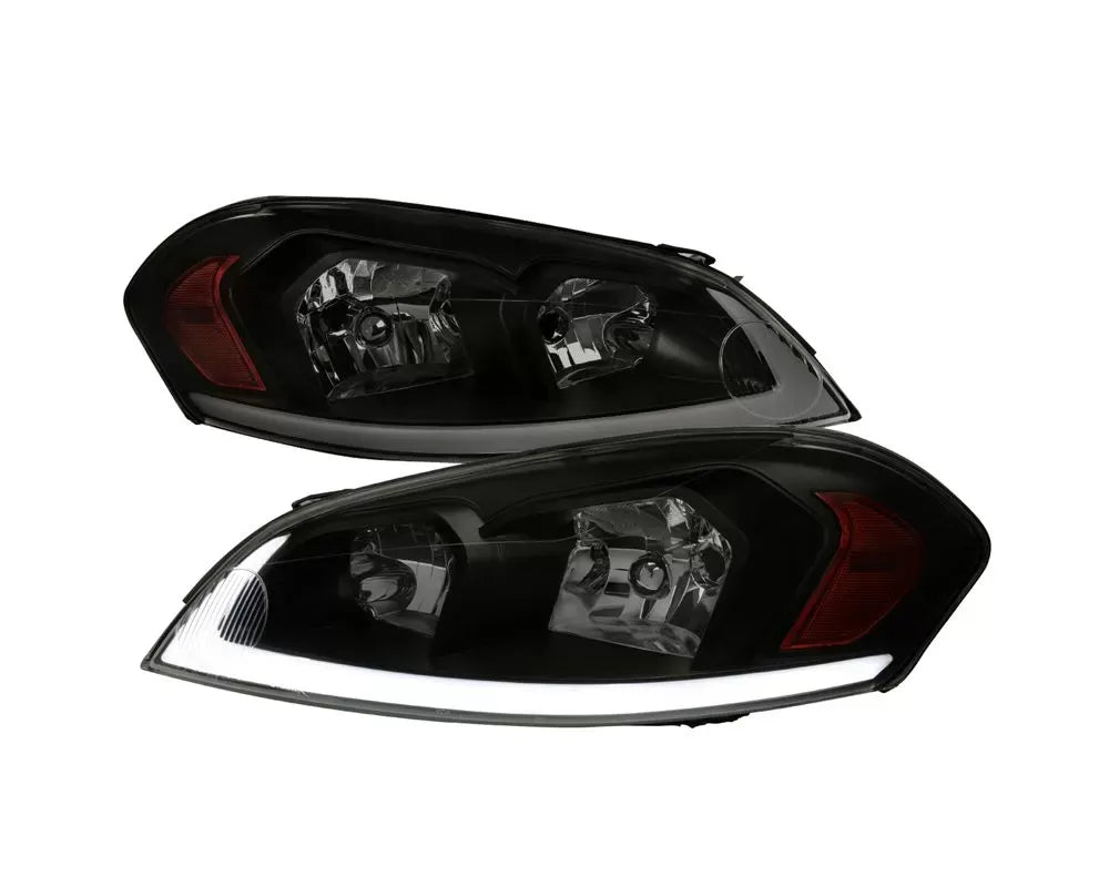 LED LIGHT BAR HEADLIGHTS MATTE BLACK HOUSING SMOKED LENS AMBER REFLECTORS - SWITCHBACK LED LIGHT BAR LED SEQUENTIAL SIGNAL H9 HIGH H11 LOW NOT INCLUDED