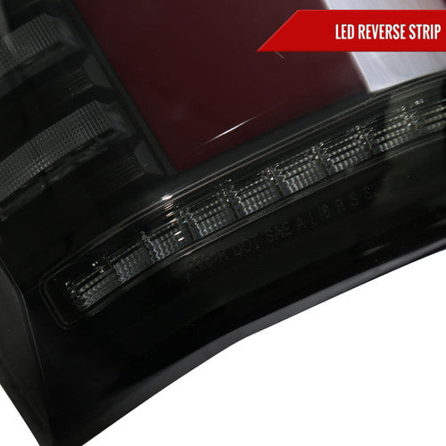 FULL LED TAIL LIGHT WITH MATTE BLACK HOUSING SMOKED LENS RED LED BAR - SEQUENTIAL TURN SIGNAL BREATHING LIGHT EFFECT