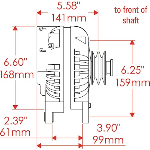 ALT CHRYSLER CHROME 100A 6 GRV PULLEY & CONE SQUAREBACK 1WIRE