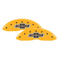 Set Of 4 Caliper Covers Engraved Front And Rear 100 Anniversary Logo Yellow Finish Black Characters 2014-2018 Chevrolet Silverado MGP Caliper Covers