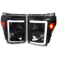 LED LIGHT BAR HEADLIGHTS WITH MATTE BLACK HOUSING AND CLEAR LENS - USES STOCK BULBS - LIGHTING EFFECT