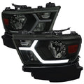 1500 DRL LED BAR HEADLIGHTS MATTE BLACK HOUSING SMOKED LENS AMBER REFLECTOR - USES STOCK H11 AND 9005 BULBS FOR LOW AND HIGH BEAM 7443NA SIGNAL BULBS INCLUDED