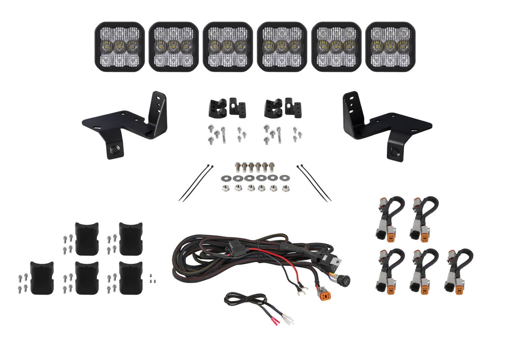 SS5 6-Pod CrossLink Grille Lightbar Kit for 2020-2022 Ford Super Duty Sport White Combo