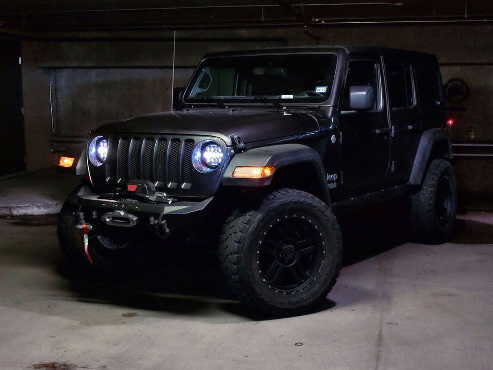~(1 lbs. 1X1X1)~ Jeep Wrangler JL/JT Gladiator 9 Inch RGB Headlights - Quad Lock/Interlock Compatible Quake LED
