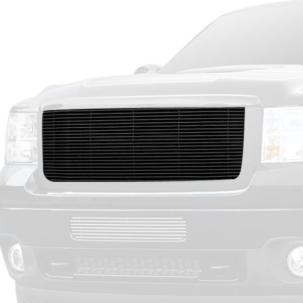 1114 SIERRA 2500/3500 BILLET GRILLE OVERLAY BOLT ON OE LOGO MOUNTS ON BILLET ALL BLACK