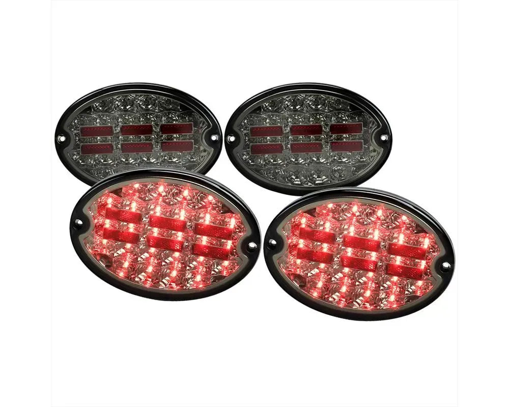 LED TAIL LIGHTS CHROME HOUSING LIGHT SMOKED LENS