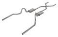 ~(60 lbs. 62X17X13)~ Crossmember Back w/H-Pipe Exhaust System 64-74 GM A Body Split Rear Dual Exit 3 in Intermediate And Tail Pipe Hardware Incl Muffler And Tip Not Incl Pypes Exhaust