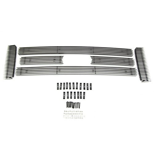 Grill: 2005 Ford Excursion and Pick Up Full Size F250-F550 Super Duty without fog lights; Grille; main and bumper grills; overlay; EZ install; 6 piece; billet