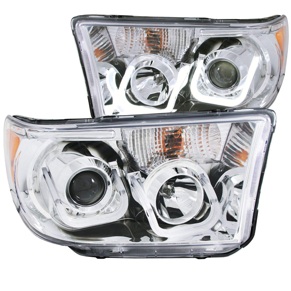 0713 TUNDRA/0815 SEQUOIA PROJECTOR HEADLIGHTS W/UBAR CHROME CLEAR DRIVE/PASS