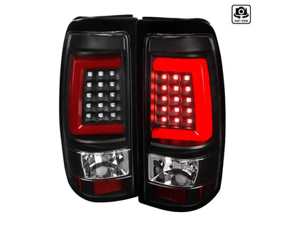 LED LIGHT BAR TAIL LIGHTS- BLACK HOUSING- CLEAR LENS WITH RED LIGHT BAR