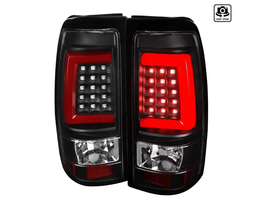 LED LIGHT BAR TAIL LIGHTS- BLACK HOUSING- CLEAR LENS WITH RED LIGHT BAR