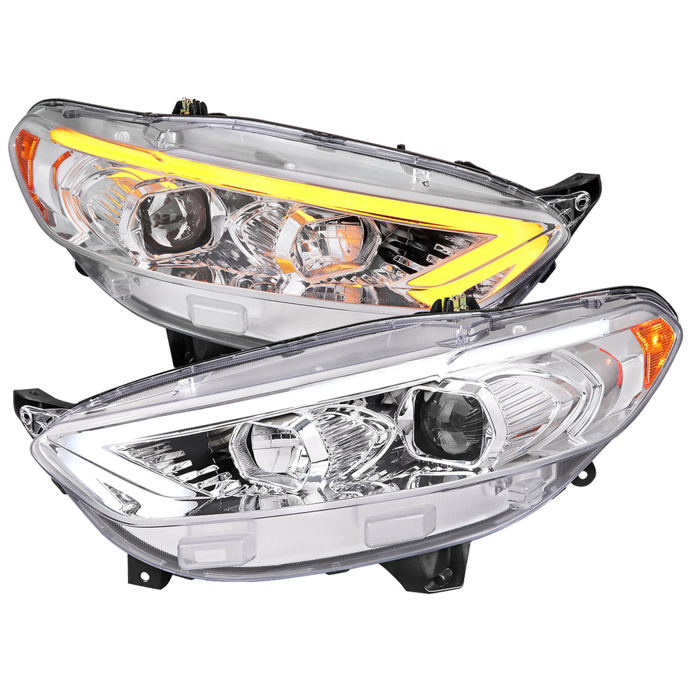 LED BAR PROJECTOR HEADLIGHTS GLOSSY BLACK HOUSING CLEAR LENS - HALOGEN MODELS ONLY - SEQUENTIAL SWITCHBACK TURN SIGNAL