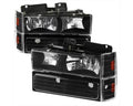 MATTE BLACK HOUSING AND CLEAR LENS HEAD LIGHT WITH BUMPER AND CORNER LIGHT SET