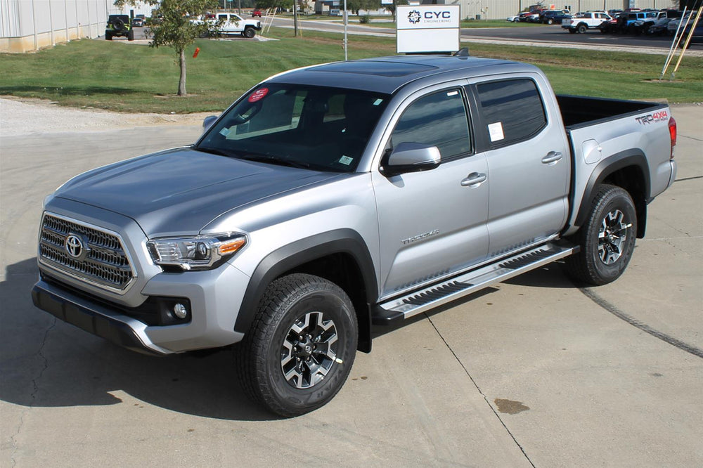 22C TUNDRA DOUBLE/EXT CAB 6IN RUNNING BOARDS STEPS OEM STYLE SLIDE TRACK BRUSHED ALUMINUM