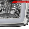 HEADLIGHTS WITH LED BAR CHROME HOUSING AND CLEAR LENS