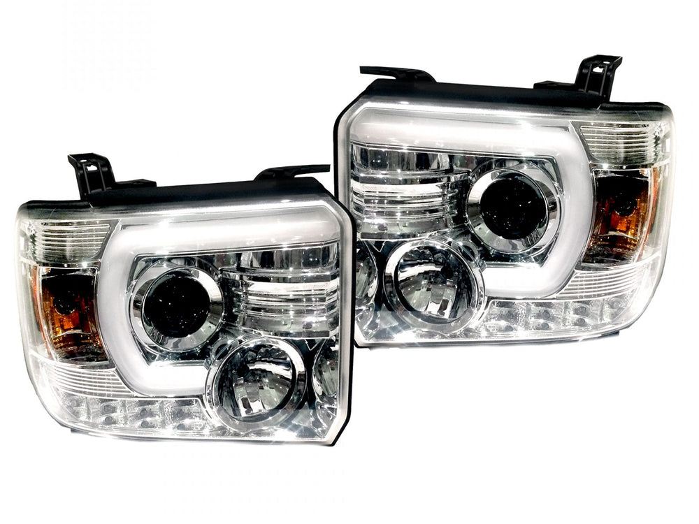1418 SIERRA 1500/2500 1419 SIERRA 3500 PROJECTOR HEADLIGHTS W/SMOOTH OLED HALOS/DRLCLEAR