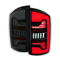 1500 2500 3500 FULL LED BAR TAIL LIGHT MATTE BLACK HOUSING SMOKED LENS RED LED BAR
