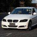 E90 SEDAN PROJECTOR HEADLIGHTS MATTE BLACK HOUSING SMOKED LENS - OE HALOGEN MODELS ONLY - AMBER REFLECTOR SWITCHBACK LED LIGHT BAR LED SEQUENTIAL SIGNAL BREATHING LIGHT EFFECT
