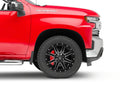 Set Of 4 Caliper Covers Engraved Front And Rear Silverado Red Finish Silver Characters 2019-2024 Chevrolet Silverado MGP Caliper Covers