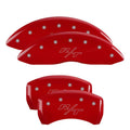 Set Of 4 Caliper Covers Engraved Front And Rear Vintage Style RT Red Finish Silver Characters 2011-2023 Dodge Challenger 18 inches