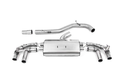 Mk8 R 2.0 TSI 80mm Non-Resonated Exhaust System w/ Black GT-115 Trims