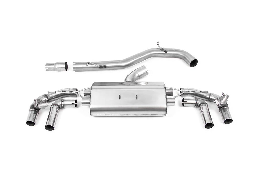 Mk8 R 2.0 TSI 80mm Non-Resonated Exhaust System w/ Black GT-115 Trims
