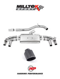 Mk8 R 2.0 TSI 80mm Non-Resonated Exhaust System w/ Black GT-115 Trims
