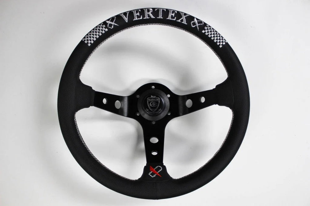Checker 330mm 90mm Deep Dish Leather Steering Wheel