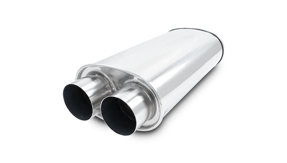 StreetPower Oval Muffler, Dual 2.5" In / Out, 15" Long