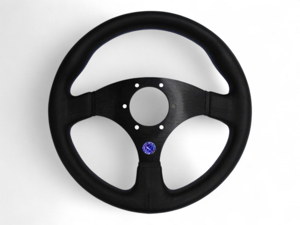 325mm Blue Leather Flat Steering Wheel