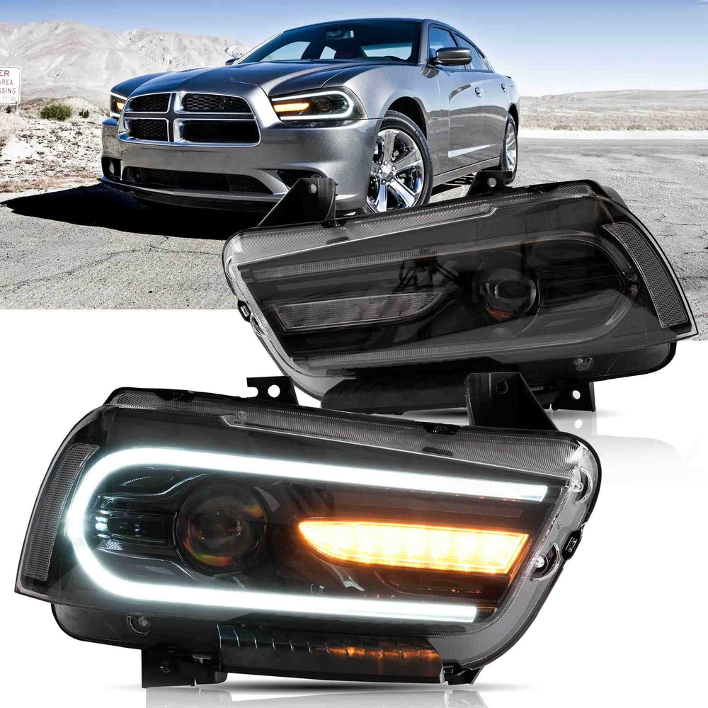 Dual-Beam Projector Headlights w/ LED DRL & Turn Signal