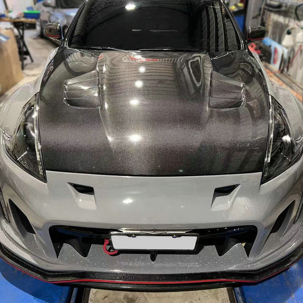 Style Vented Hood Fiberglass/Carbon Fiber Nissan 370Z Z34