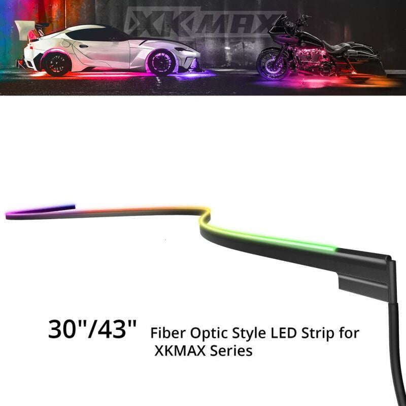 XKmax Slim RGB Fiber Optic LED Light Strip, 30-Inch