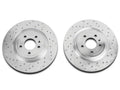 Front Cross-Drilled and Slotted Brake Rotor and Carbon Graphite Pad Kit