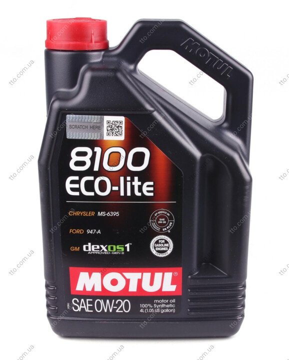 8100 Eco-Lite 0W-20 100% Synthetic Engine Oil, 4-Liter