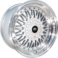 MT13 15x8 +20mm 4x100/4x114.3 Silver Machined Lip Wheel