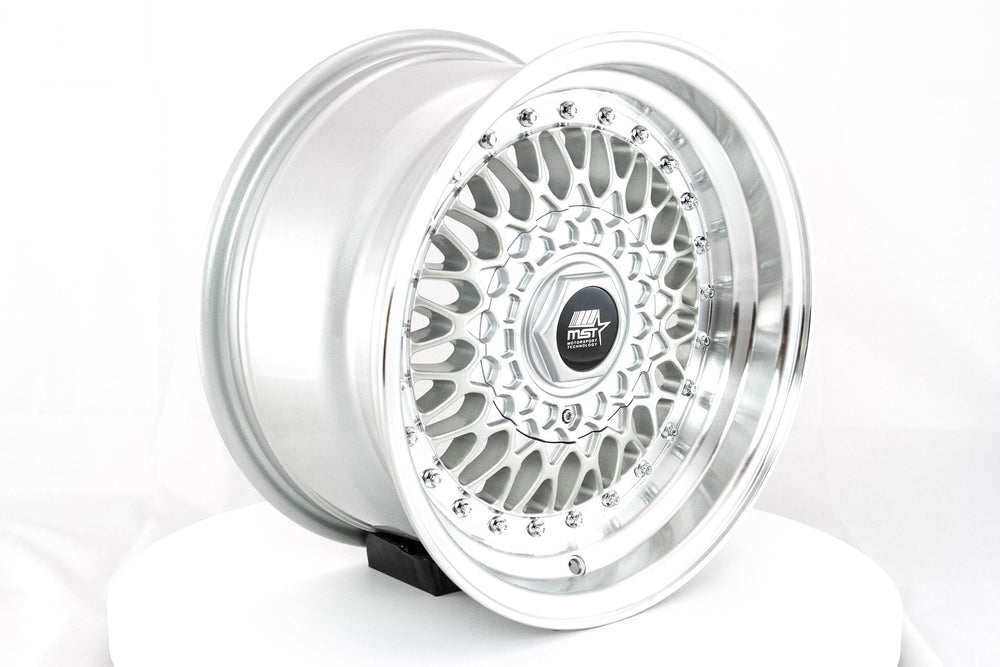MT13 15x8 +20mm 4x100/4x114.3 Silver Machined Lip Wheel