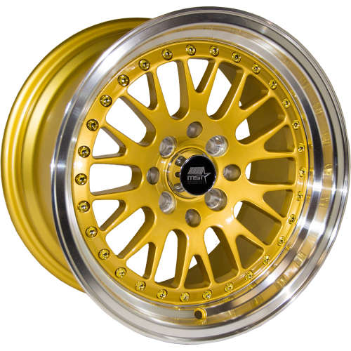 MT10 15x8 +25mm Gold Machined Lip 4x100/4x114.3mm