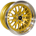 MT10 15x8 +25mm Gold Machined Lip 4x100/4x114.3mm