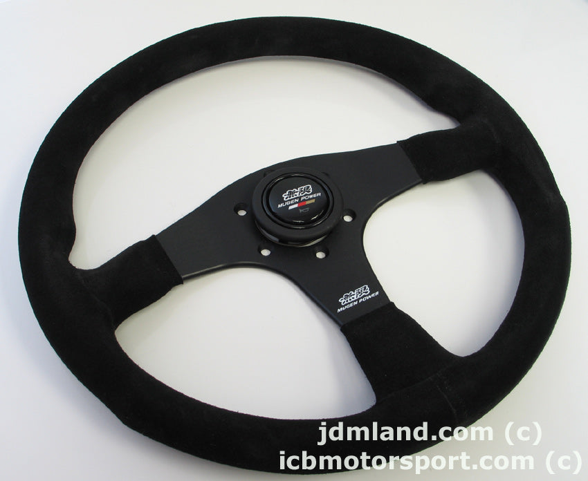 Racing 3 350mm Suede Steering Wheel, Red Stitching