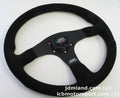 Racing 3 350mm Suede Steering Wheel, Red Stitching
