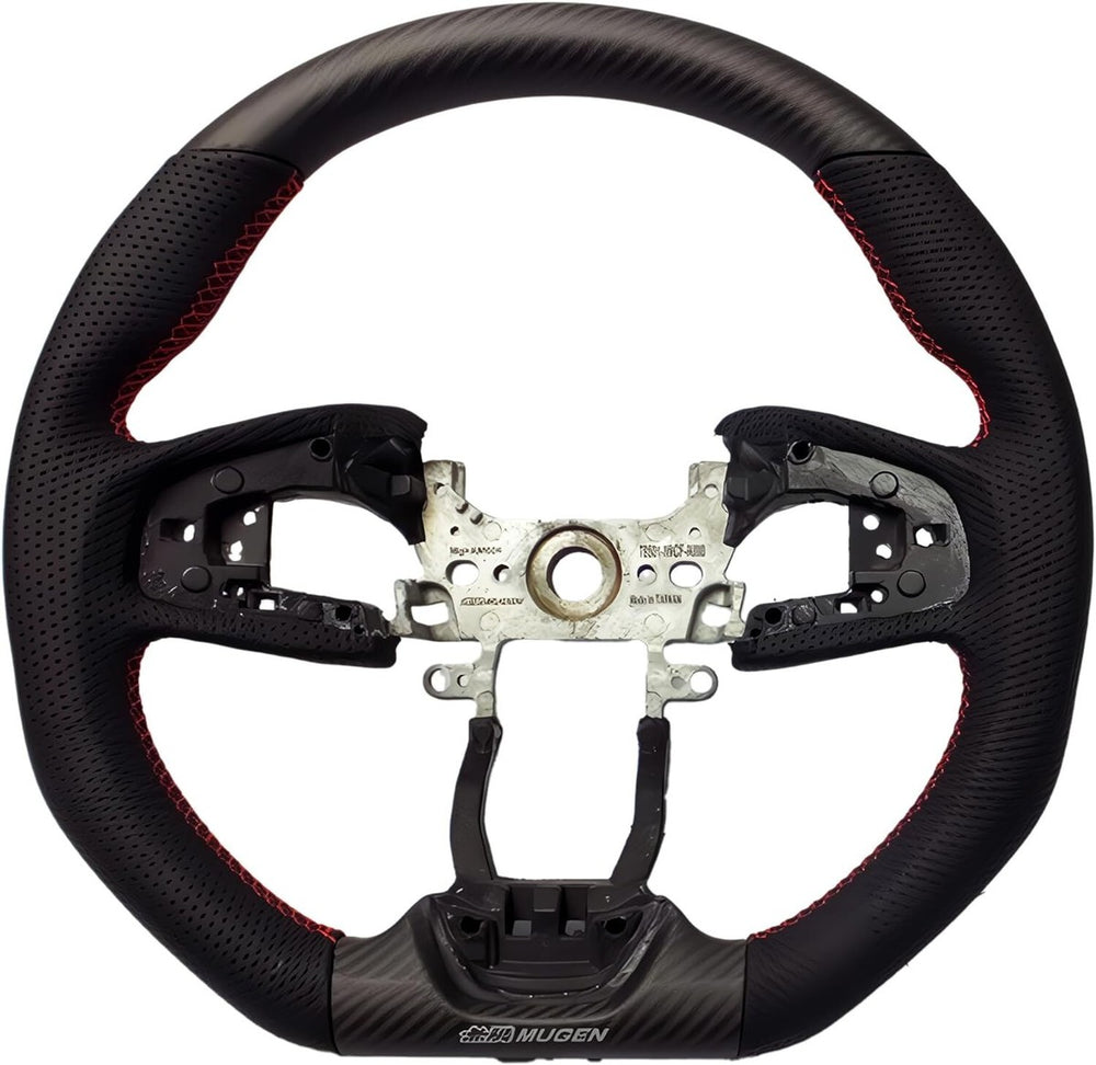 Sports Steering Wheel with Dry Carbon Fiber and Perforated Leather