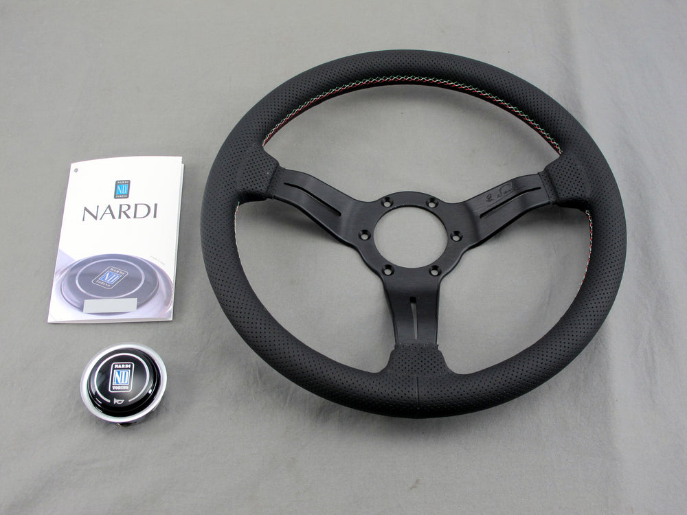 Deep Corn 330mm Black Perforated Leather Steering Wheel