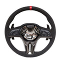 350mm Genuine Leather Steering Wheel, Brushed Black Spoke