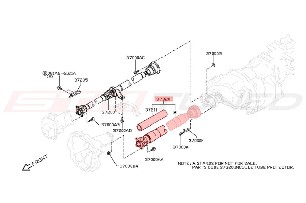 Rear Propeller Shaft Assembly 6 Cyl 3.8L VR38DETT