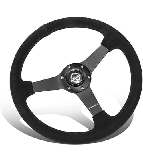 350mm Dark Wood Grain 3-Inch Deep Dish Steering Wheel