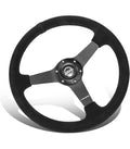 350mm Dark Wood Grain 3-Inch Deep Dish Steering Wheel
