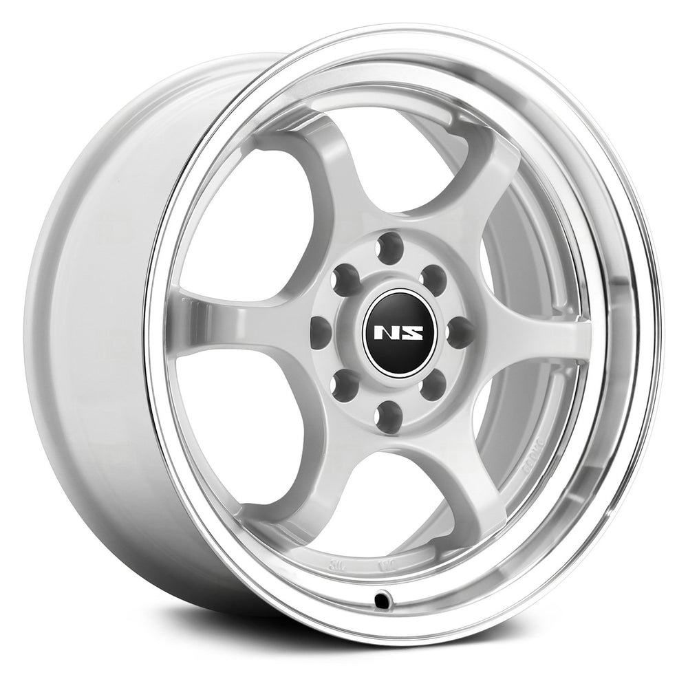 NS1202 15x7 Alloy Wheel, White w/ Machined Lip